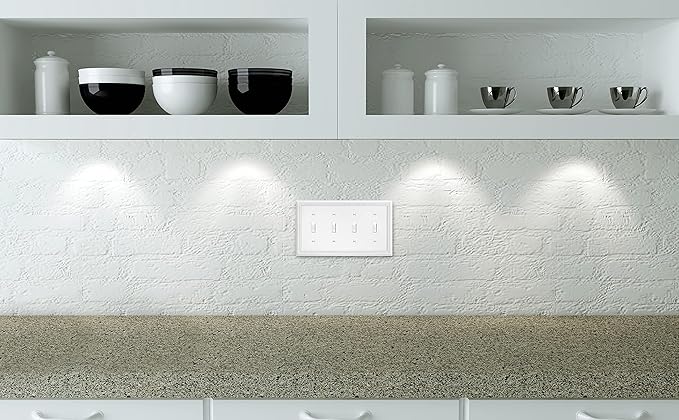 Henne Bery Sunken Pearls Heavy Duty Decorative Wall Plate Switch Plate Outlet Cover (Quad Toggle, White)