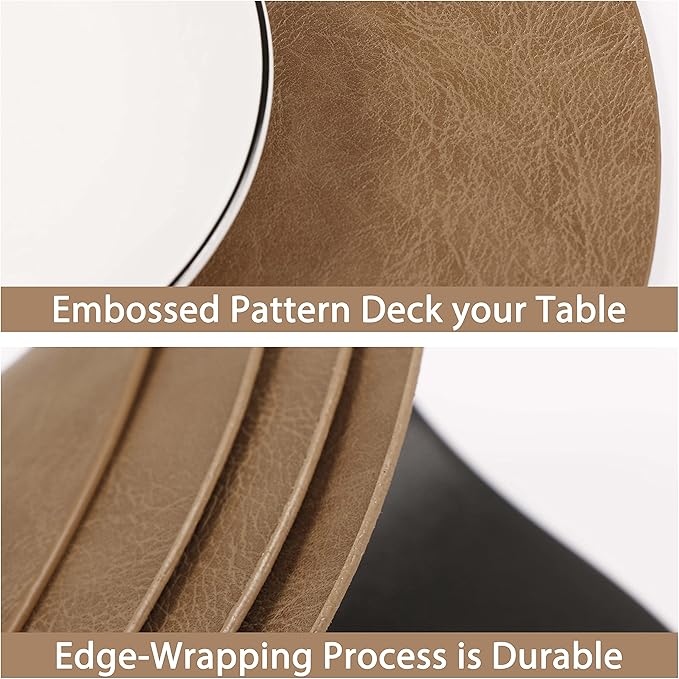 Jovono Embossed PU Leather Placemats, Waterproof Coffee Coasters, Kitchen Table Mats, Easy to Wipe Off for Dining Round Table