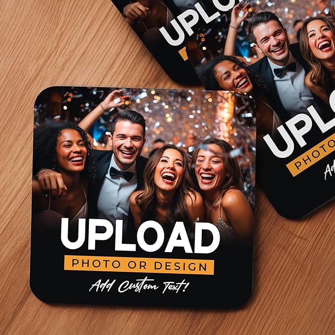40 Pack Personalized Drink Coasters, Custom Cardboard Coasters with Photo and Text, Design Your Own Coaster for Events, Parties, Bars, and Unique Gifts, 3.95" Round, Design 7