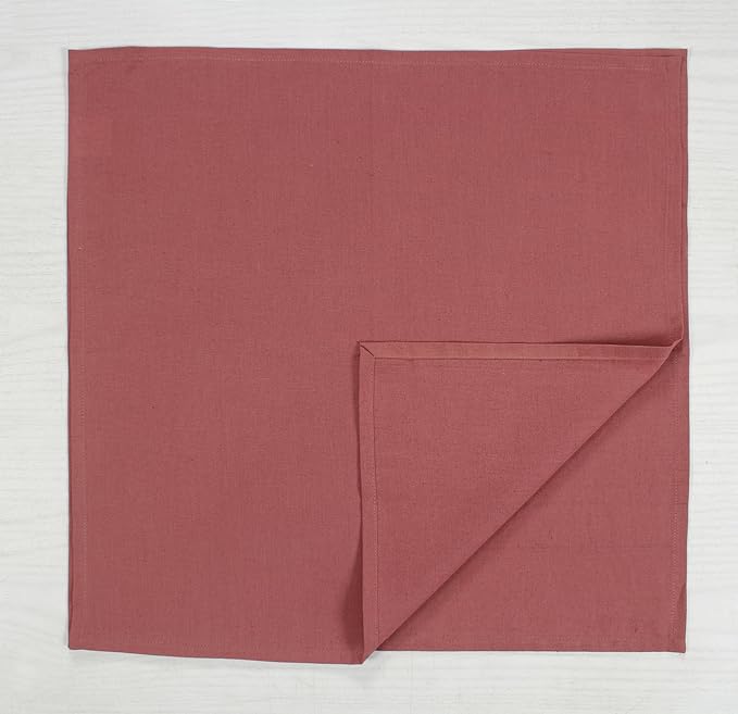 Accent Home 100% Cotton Napkins, Delicate Cloth Napkins for Dinners, Parties and Weddings，18 x 18 Inch Set of 6 - Blush