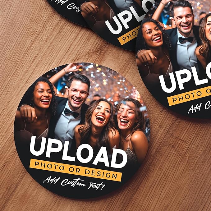 40 Pack, Personalized Drink Coasters, Custom Cardboard Coasters with Photo and Text, Design Your Own Coaster for Events, Parties, Bars, and Unique Gifts, 3.95" Round