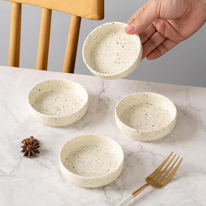 Dipping Bowls Set of 4, 2462°F High-Fired Ceramic Small Bowls for Dips, Olive Oil & Sauce, Elevates Table Setting, Idea for BBQ, Afternoon Tea, Entertaining, Housewarming & Holiday Gifts