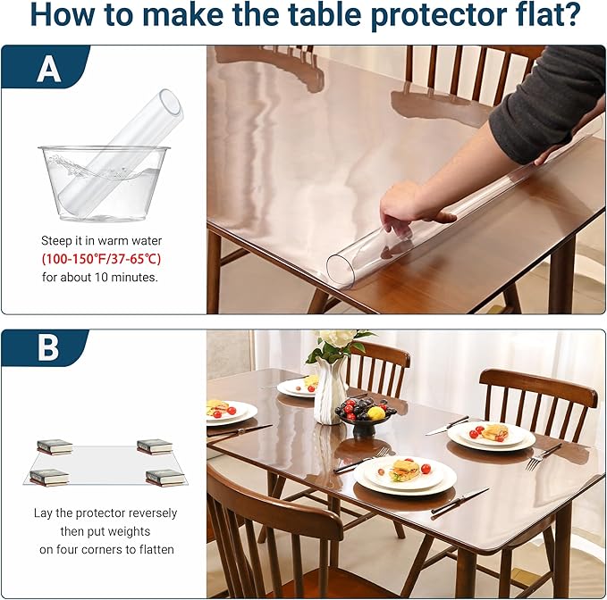 Clear Table Cover Protector Rectangle 12x36 Inch, 1.5mm Transparent Plastic Table Protector Waterproof, Anti-Scratch Clear Desk Mat for Office Desktop Dresser Dining Table, FDA Compliant