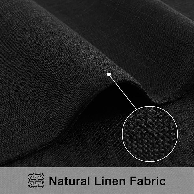 homing Cotton Linen Placemats Set of 8, Cloth Washable Farmhouse Dining Table Mats for Indoors & Outdoors, Easy to Clean, Black, 13 x 19 Inch