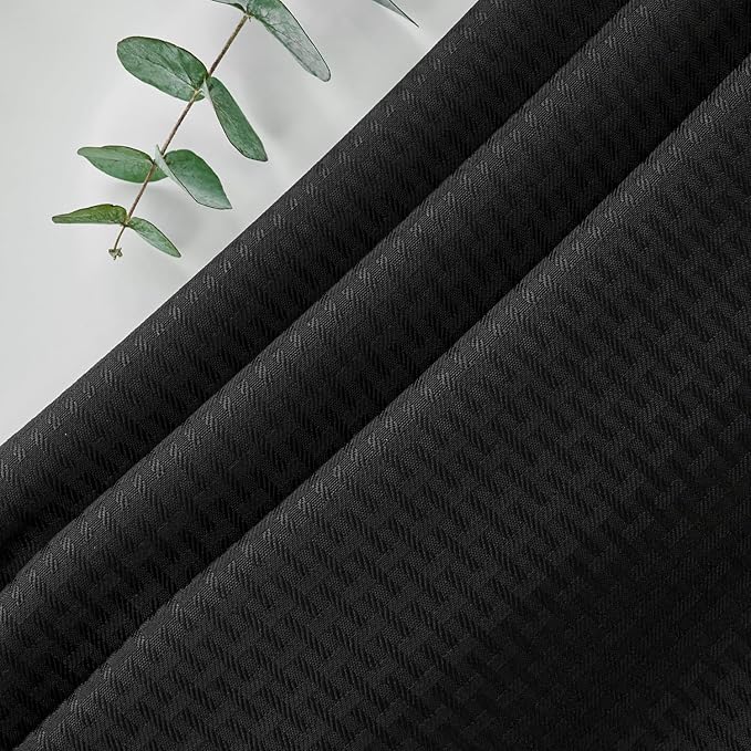 maxmill Round Weaved Texture Design Tablecloth Spill-Proof Wrinkle Free Soft Washable Table Cloth for Circular Table Cover, for Dining Room Buffet Banquet Parties Holiday Dinner, 90 Inch Black