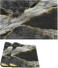 Marble Linen Placemats Set of 2, Modern Abstract Foil Texture Grey Black Marble Washable Cloth Place Mats, Non-Slip Dining Table Placemats for Home Kitchen Party Banquets Decor 12x17 Inch