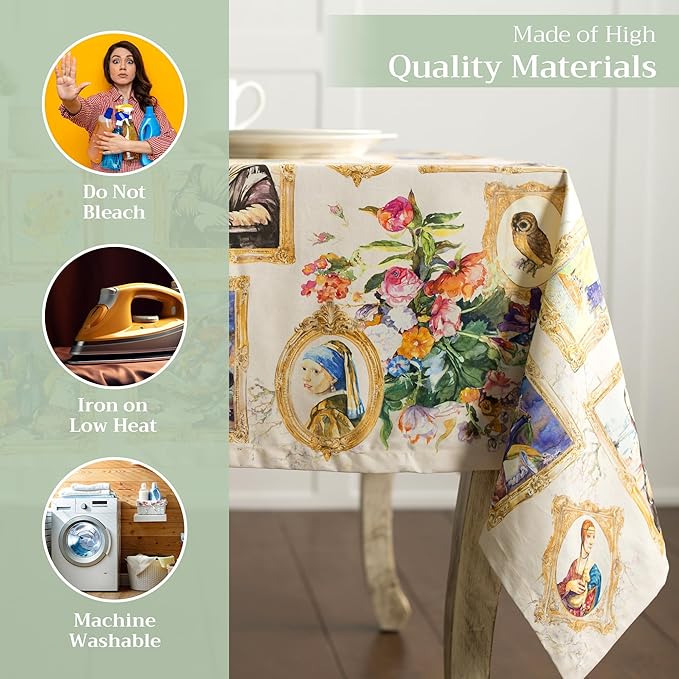 Maison d' Hermine Table Cloth Rectangle Table 100% Cotton 60 x 120 Inches Tablecloth Reusable Decorative for Dining Room Farmhouse Home Valentines Day Decorations Spring Summer - Masterpiece