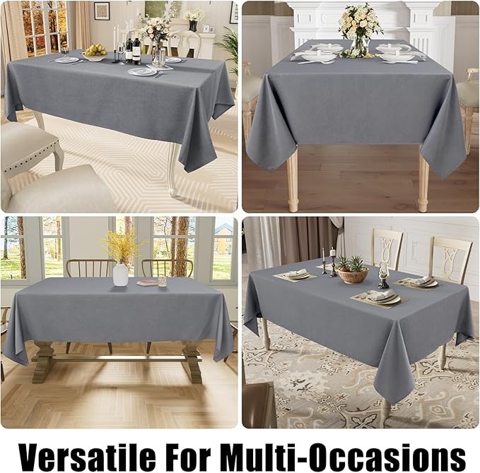 Smiry Square Table Cloth Linen Textured, Waterproof Spillproof Anti-Wrinkle Burlap Tablecloth, Washable Decorative Fabric Table Cover for Dining, Party, Banquet, 54 x 54 Inch, Grey