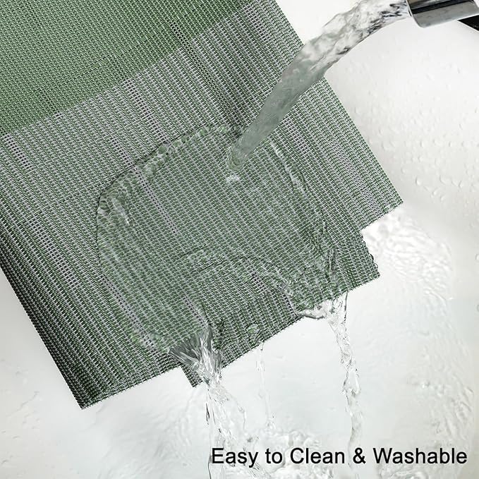 Placemats Set of 6, Vinyl Woven Place Mats Indoor Set of 6 Washable Wipeable PVC Table Mats Heat-Resistant Non Slip Placemat for Kitchen Dining Outdoor Table (Gray Sage Green, Set of 6)