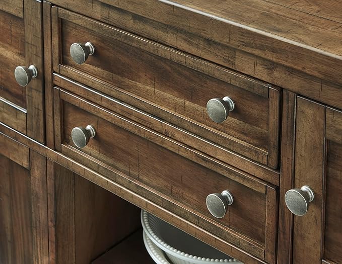 Signature Design by Ashley Moriville Vintage Casual Dining Room Buffet or Server with 4 Cabinets & Center Display Shelf, 2 Drawers, Wood, 56" Wide, Brown