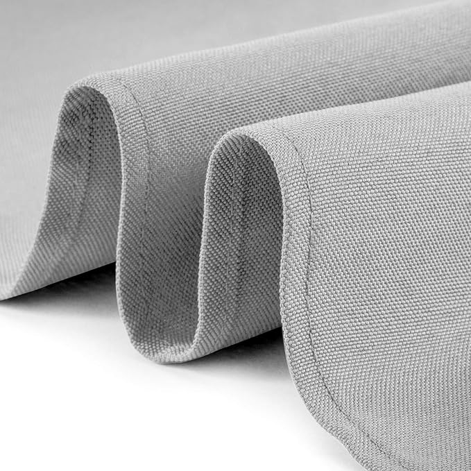 Lann's Linens 90 x 156 Inch Rectangular Tablecloth, Washable Polyester Fabric Table Cloth for Dining Tables, Restaurants, Weddings - Silver Gray