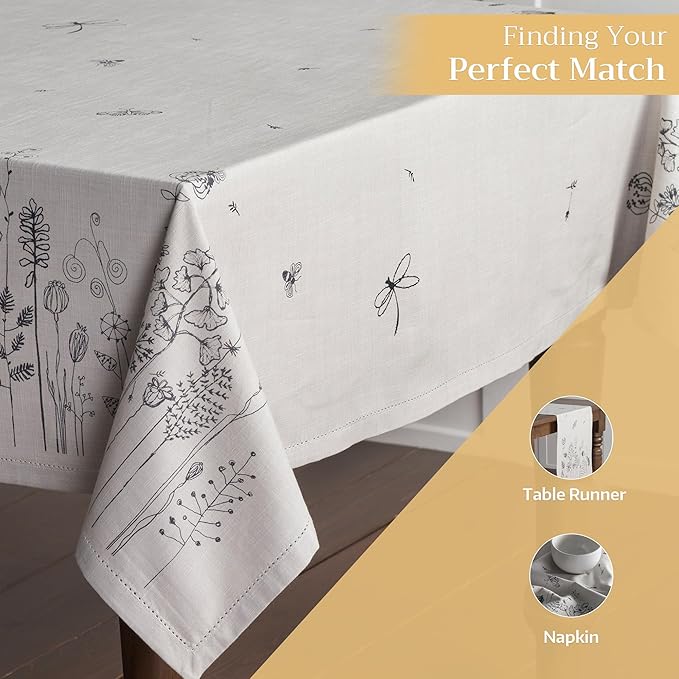 Maison d' Hermine Table Cloth Rectangle Table 100% Cotton 54 x 72 Inches Tablecloth Reusable Decorative for Dining Room Farmhouse Home Valentines Day Decorations Spring Summer - Flore