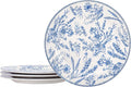 Bico Blue Garden Toile De Jouy Dinner Plates Set of 4, 11 Inch Large Ceramic Plates for Pasta, Steak, Stylish Serving Dishes, Microwave and Dishwasher Safe, Gift for Housewarming and Thanksgiving