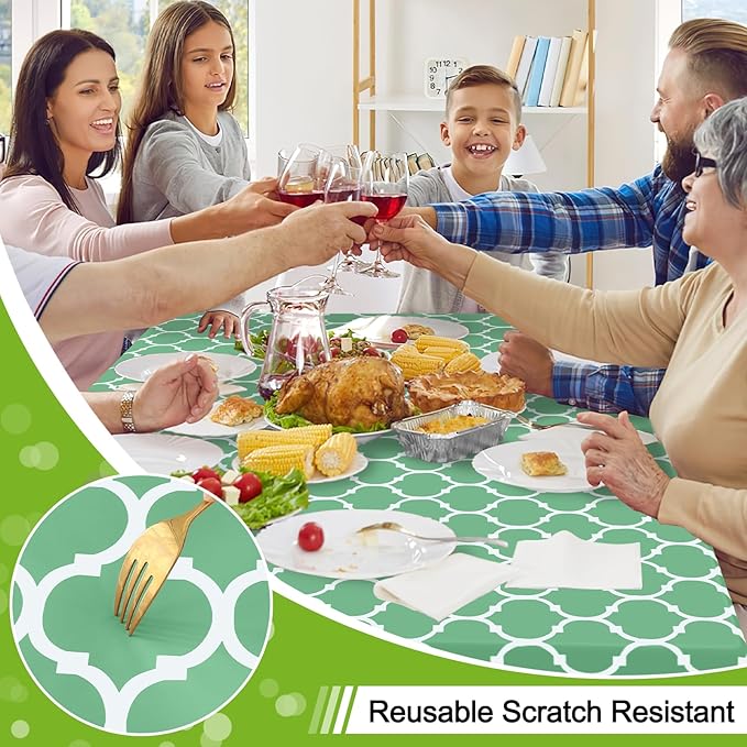 Smiry Rectangle Table Cloth, Waterproof Vinyl Tablecloth with Flannel Backing for Rectangle Tables, Wipeable Spillproof Plastic Tablecloths for Dining, Camping and Indoor (60"x84", Sage Green)