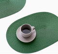 FunWheat Oval Braided Placemats Set of 8 Table Mats for Dining Tables Washable Heat Resistant Place Mats for Indoor Outdoor Use 12 x18 Inch(Oval Black Green, 8pcs)