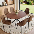 Round Dining Table Set for 6｜42"-54" Extendable Dining Room Table Set｜Wooden Kitchen Table with 6 Chairs｜Mid Century Modern Dinner Table Set with Cross Legs｜Easy Assembly｜Space Saving
