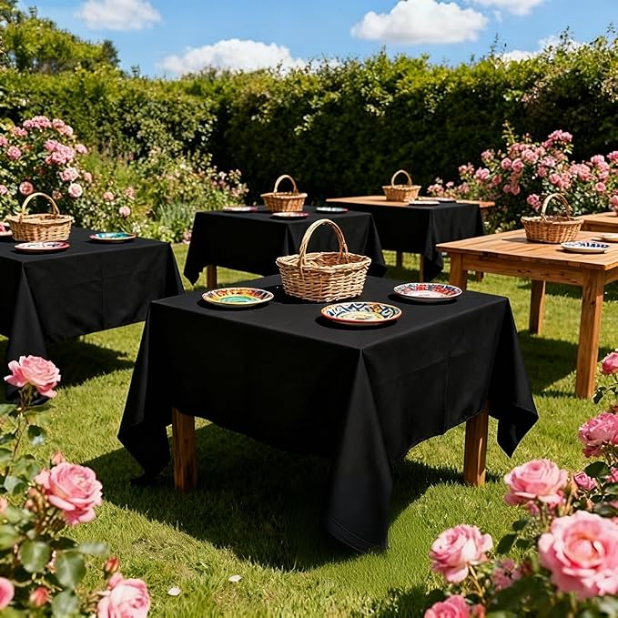8 Pack Black Square Tablecloth 54x54 Washable Polyester Table Cloth for Square or Round Tables, Wrinkle Resistant Fabric Decorative Covers for Dining Party Banquet Buffet and Wedding