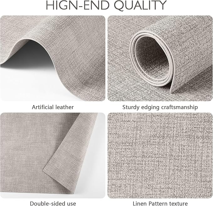 Faux Leather Placemats Set of 4 Washable PU Table mats for Kitchen Table - Heat Resistant, Waterproof, Easy Clean, Anti Slip 11.8" x 17" (Beige-4 Pack)