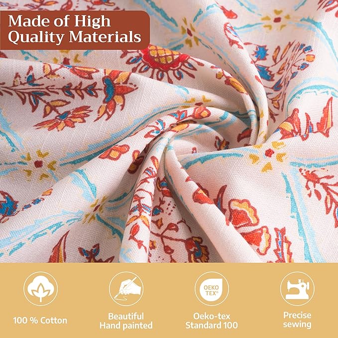 Maison d' Hermine Table Cloth Rectangle Table 100% Cotton 54 x 72 Inches Fall Tablecloth Reusable Everyday Use for Thanksgiving Christmas Decorations Dining Farmhouse Party (Romane)