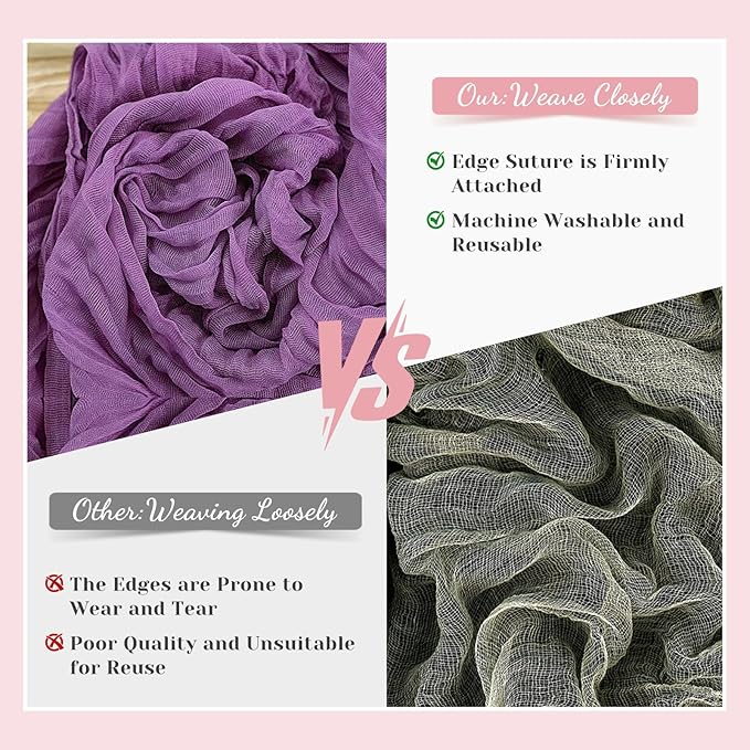 Purple Table Runner, 10 Ft 120 in Cheesecloth Table Runner, Rustic Table Runners for Wedding, Party, Bridal Shower, Spring Table Runners for Halloween Mardi Gras