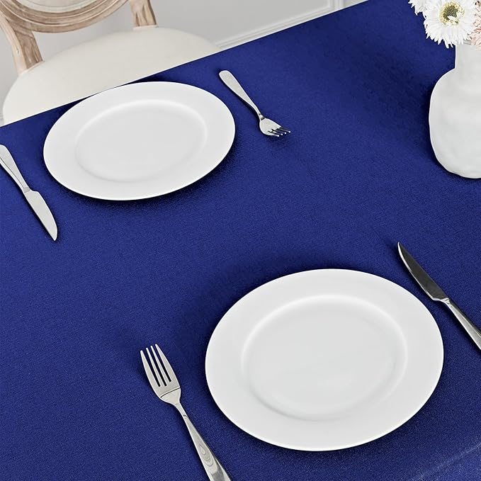 Rectangle Tablecloth Waterproof 60x84 inch Linen Textured Table Cloth Stain and Wrinkle Resistant Washable, Decorative Fabric Table Cover for Dining, Party and Camping, Royal Blue