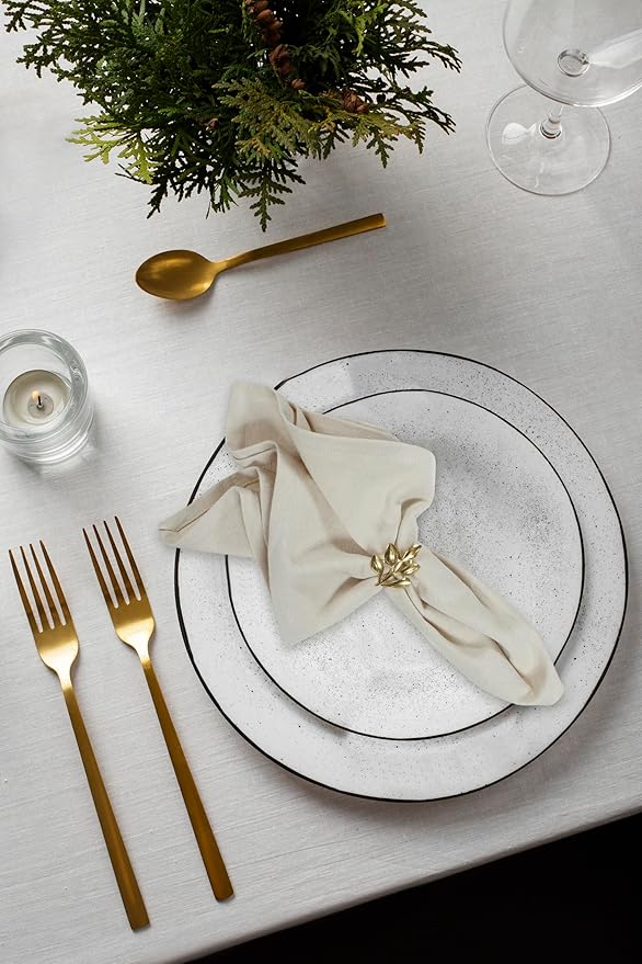ACCENTHOME Accent Home 100% Cotton Napkins, Delicate Cloth Napkins for Dinners, Parties and Weddings，18 x 18 Inch Set of 6 - Natural