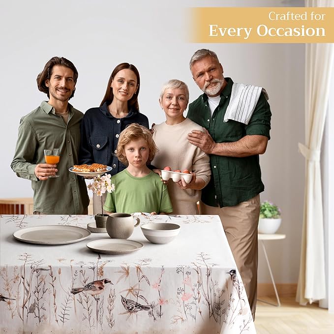 Maison d' Hermine Table Cloth Rectangle Table 100% Cotton 60 x 120 Inches Tablecloth Reusable Decorative for Dining Room Farmhouse Home Valentines Day Decorations Spring Summer- Meadow Florals - Brown
