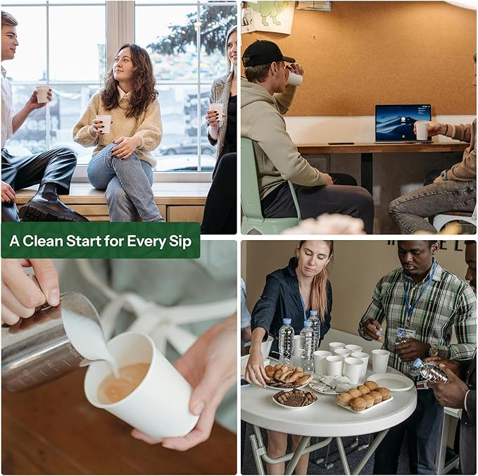 White Paper Cups 12 oz Disposable Coffee Cups, 300 Pack BPA Free Leak Proof Hot Cups, 300GSM Thickened Disposable Cups,Unbleached Hot Cold Drink Cups for Everyday Home Office Coffee Bar Party Supplies