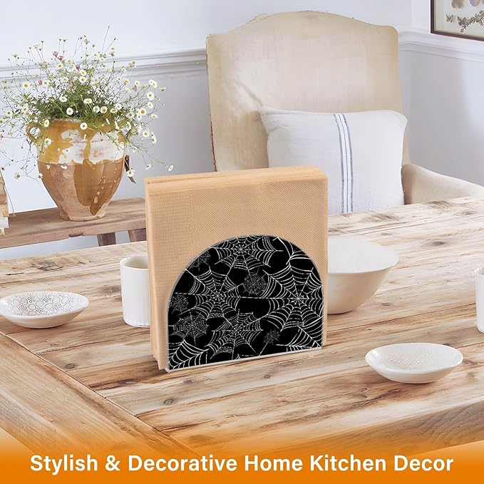 Napkin Holder Spider Web Crystal Clear Acrylic Napkin Holders, Paper Napkin Holder Dining Table Dispenser for Kitchen Restaurant Home Decor Bar Accessories