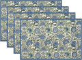 Navy Blue Boho Placemats Set of 4 Sage Green Vintage Floral Decor Place Mats 12x18 Inch Flower Spring Summer Seasonal Decorative Linen Table Mats for Home Kitchen Dining Party Table Decoration