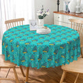 Laeacco 24 Inch Geometric Round Tablecloth Turquoise Triangle Pattern Modern Abstract Art Print Table Cloth Washable Waterproof Wrinkle Free Table Cover for Kitchen Dining Picnic Party Decoration