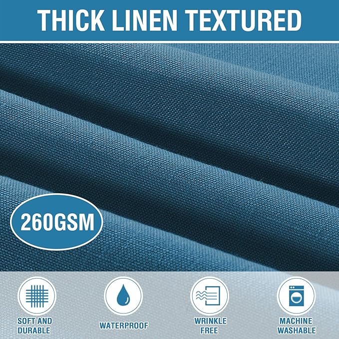 H.VERSAILTEX Linen Textured Table Cloths 54 x 54 Inch Premium Solid Tablecloth Spill-Proof Waterproof Table Cover for Dining Buffet Feature Extra Soft and Thick Fabric Wrinkle Free, Ink Blue