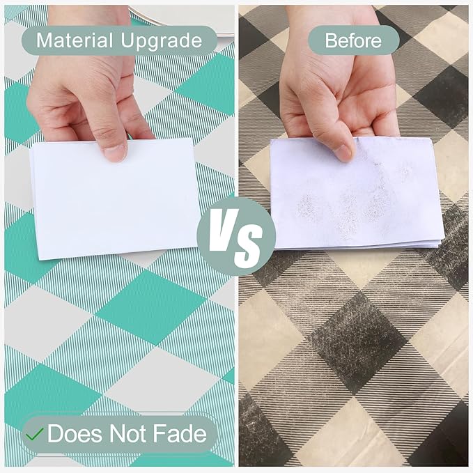 misaya Rectangle Waterproof Vinyl Table Cloth, Buffalo Flannel Backed Tablecloth, Wipeable Plastic Table Cover for Dinner, Kitchen, Outdoor (60" x 120", Teal and White)