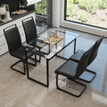 Glass Dining Table Set for 4, Modern Rectangle Dining Table Set for 4, Kitchen Table and Chairs Set for 4 Suitable Living Room,Kitchen,Small Apartment
