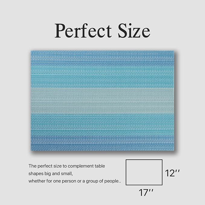 Placemats Set of 6 - Easy Clean Woven Vinyl Placemats for Dining Table, Indoor/Outdoor Place Mats, Washable PVC Table Mats（Ocean Geode）