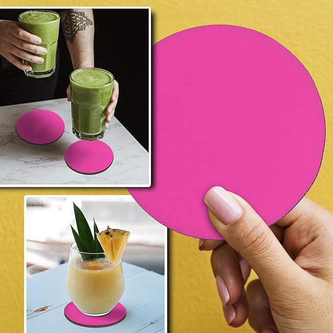 10 Round Foam Bud Coasters Pack, 4 inch - PU Foam, Party Favor - Neon Pink