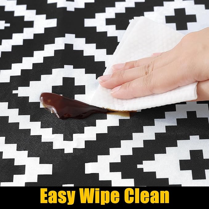 Smiry Rectangle Table Cloth Cover, Waterproof Elastic Fitted Picnic Tablecloth for 4 Foot Tables, Wipeable Flannel Backed Vinyl Tablecloths for Camping, Dining, Outdoor (Black, 30" x 48")