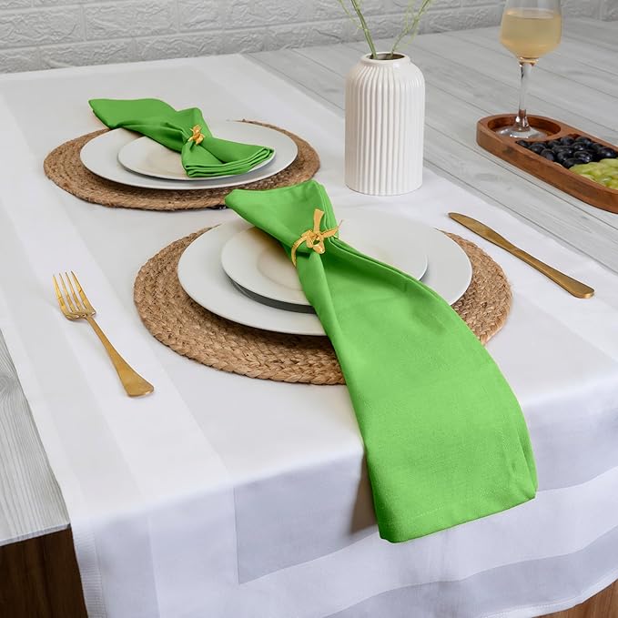 Blue Needles Solid Cloth Napkins Set of 6 Apple Green 100% Cotton Dinner Napkins 18x18 inches - Soft, Reusable, Absorbent & Washable Linen, Ideal for Christmas Events, Parties & Everyday Use