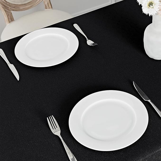 Rectangle Tablecloth Waterproof 60x120 inch Linen Textured Table Cloth Stain and Wrinkle Resistant Washable, Decorative Fabric Table Cover for Dining, Party and Camping, Black