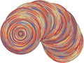 SHACOS Round Braided Placemats Set of 8 Washable 15 inch Round Table Mats Colorful Variegated Woven Place Mats for Dining Table (Rainbow Red, 8)