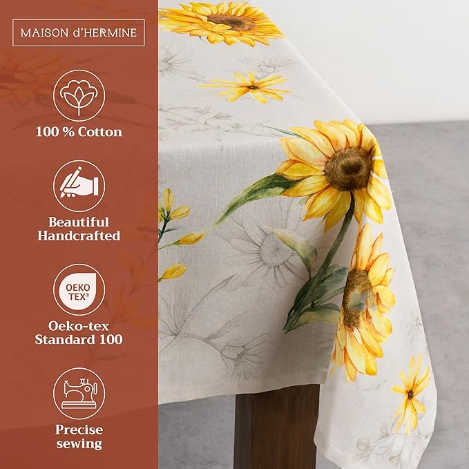 Maison d' Hermine Table Cloth Rectangle Table 100% Cotton 60 x 108 Inches Tablecloth Reusable Decorative for Dining Room Farmhouse Home Valentines Day Decorations Spring Summer - Candice