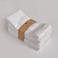 FINGERCRAFT Dinner Cloth Napkin Cotton Linen 4 Pack Vintage Rustic Premium Quality Mitered Corners Napkin Cloth with Elegant Lace for Everyday Use, Pre Shrunk and Good Absorbency 20x20 in White