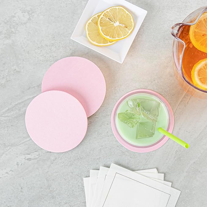 Restaurantware Paper Coasters 1000 Pack of 4 Inch Disposable Beverage Coasters Absorbent for Hot and Cold Drinks Pink Coffee Cup Essentials for Table Decor, Kitchen, Home Patio or Living Room