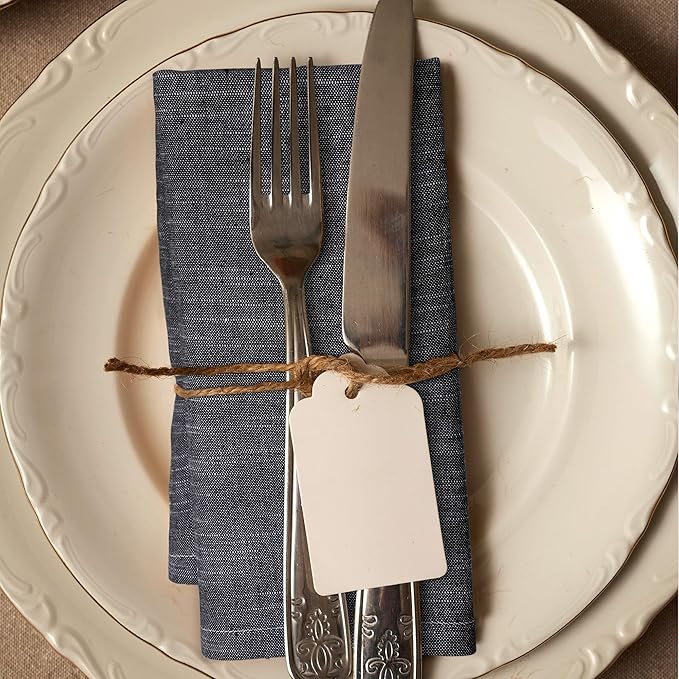 Urban Villa Cloth Napkins Set of 12 20x20 Inches 100% Cotton Napkins Cloth Washable Durable Reusable Absorbent Table Dinner Napkins Cloth for Hotel Lunch Restaurant Weddings Parties - Black Chambray