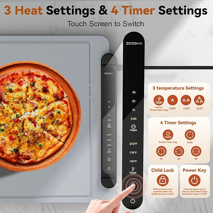 Warming Trays for Buffets Party - Warming Mat for Food - Food Warmer Mat Silicone Heating Mat for Food Heating Trays to Keep Food Warm at Party Electric Warming Tray