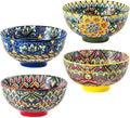 Henten Home Ceramic Soup Bowls Set of 4, Bohemia 22 oz Cereal Bowls Set, Porcelain Serving Bowls for Dinner, Salad, Pasta, Fruit, Decorative, Microwave & Dishwasher Safe