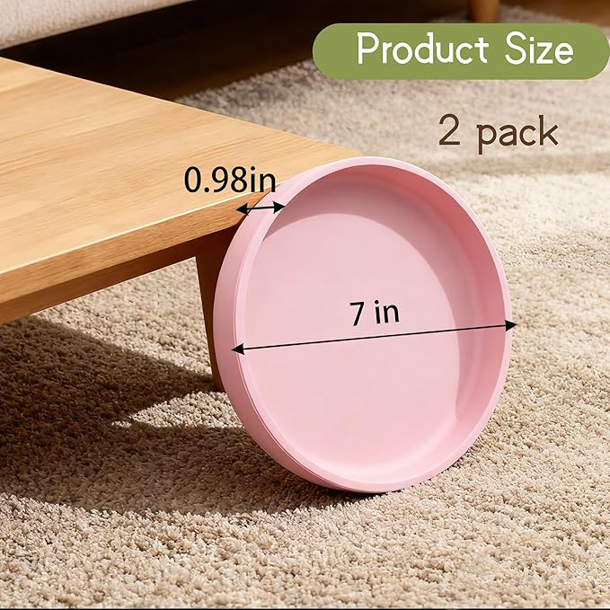 2 Pcs Silicone Cat Bowls Non-Slip Cat Dish for Dry & Wet Food Shallow Relief Whisker Fatigue Pet Bowl Set for Cats Small Dogs, Pink
