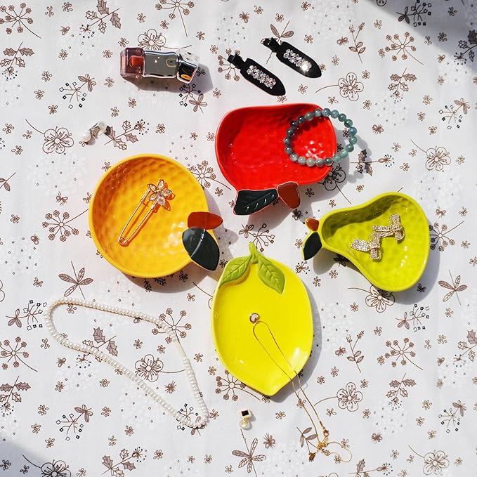 Ceramic Jewelry Tray, Orange Shaped Trinket Dish, Jewelry Organizer, Ring Holder, Decorative Bowl for Rings Earrings Necklaces Bracelet Jewelry Watch Keys, Gift for Sisters Daughter