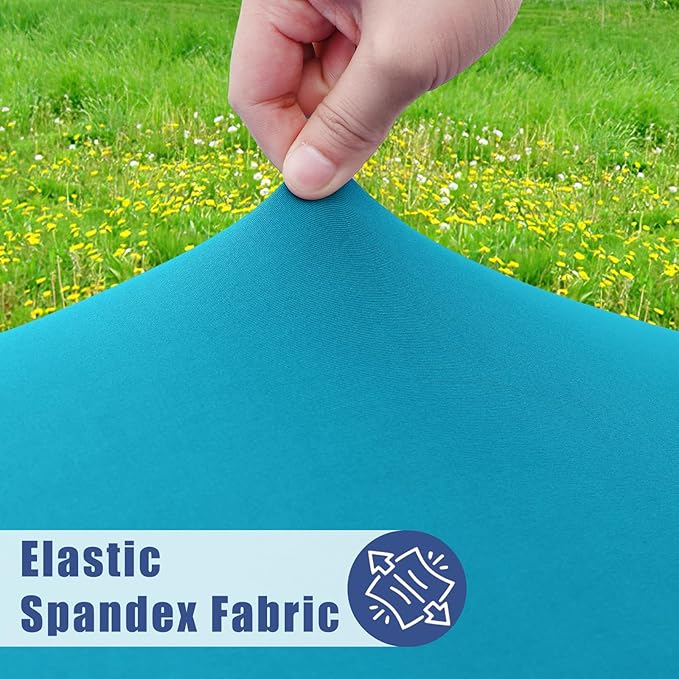 Round Spandex Tablecloth, Elastic Fitted Waterproof Tablecloths for 42"-50" Tables, Stretch Washable Picnic Table Cover for Camping, Dining, Indoor and Outdoor, Turquoise