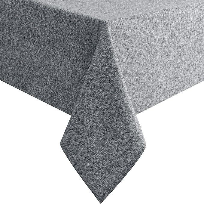Hiasan Faux Linen Rectangle Tablecloth - Wrinkle and Stain Resistant Washable Table Cloth for Kitchen Dining Room Holiday Table Cover for Dinner, Grey, 70 x 120 Inch
